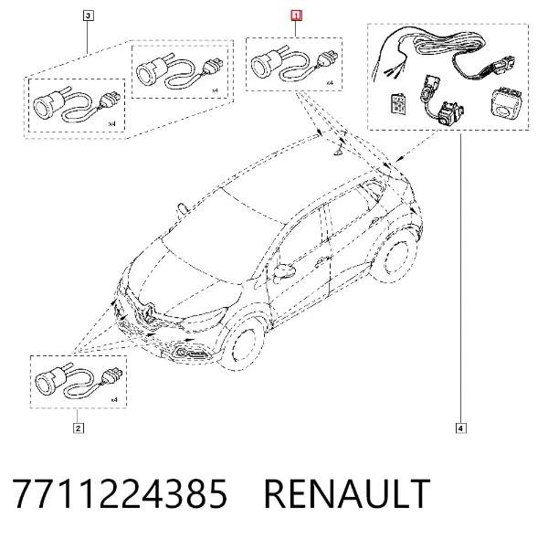 Sensor traseiro de sinalização de estacionamento (sensor de estacionamento) 7711224385 Renault (RVI)