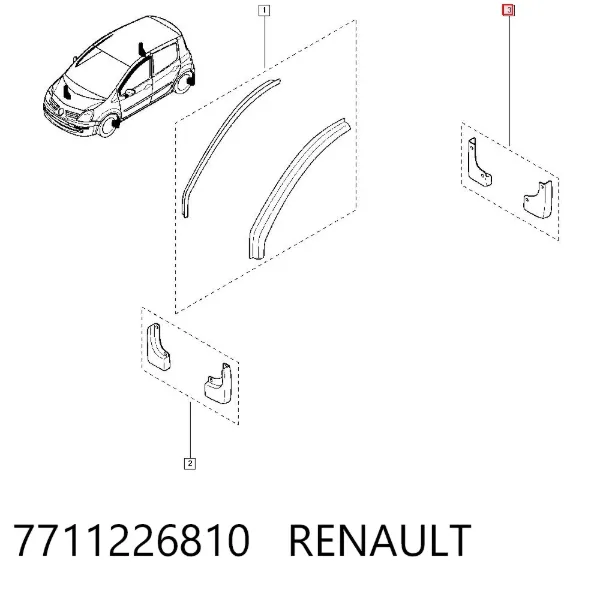 Protetores de lama traseiros, kit 7711226810 Renault (RVI)