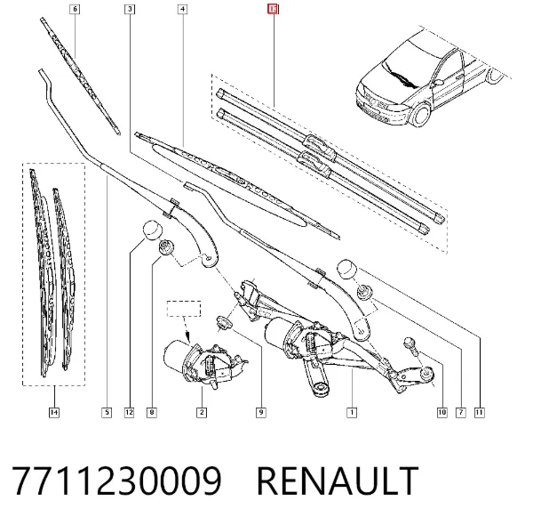 Limpa-pára-brisas do pára-brisas, kit de 2 un. 7711230009 Renault (RVI)