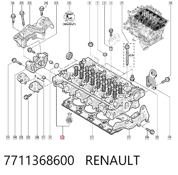 Cabeça de motor (CBC) 7711368600 Renault (RVI)
