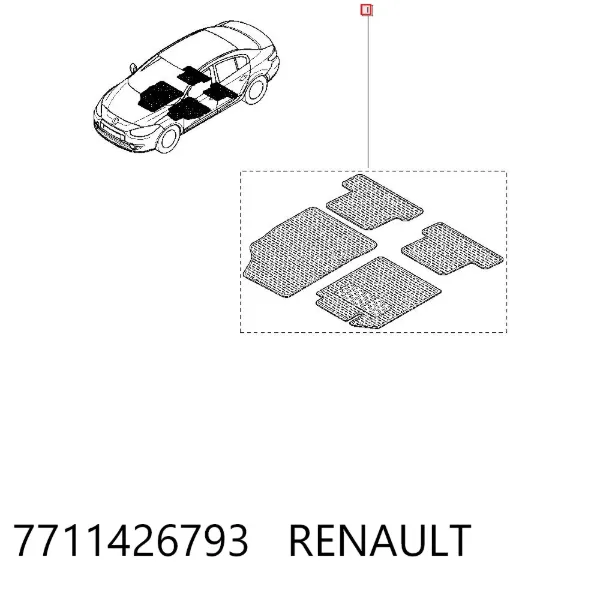 Tapetes dianteiros + traseiros, kit Renault Fluence L3