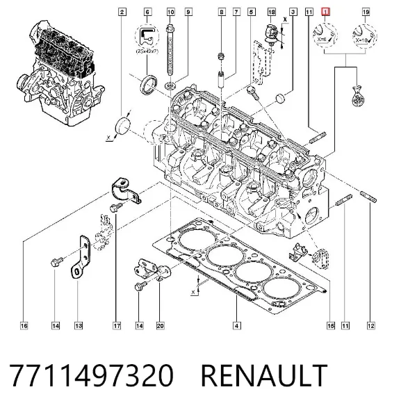 Cabeça de motor (CBC) 7711497320 Renault (RVI)