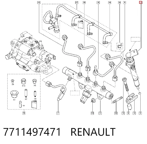 Injetor de injeção de combustível 7711497471 Renault (RVI)