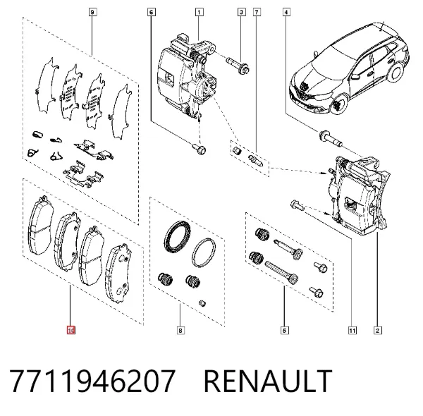 Sapatas do freio dianteiras de disco 7711946207 Renault (RVI)