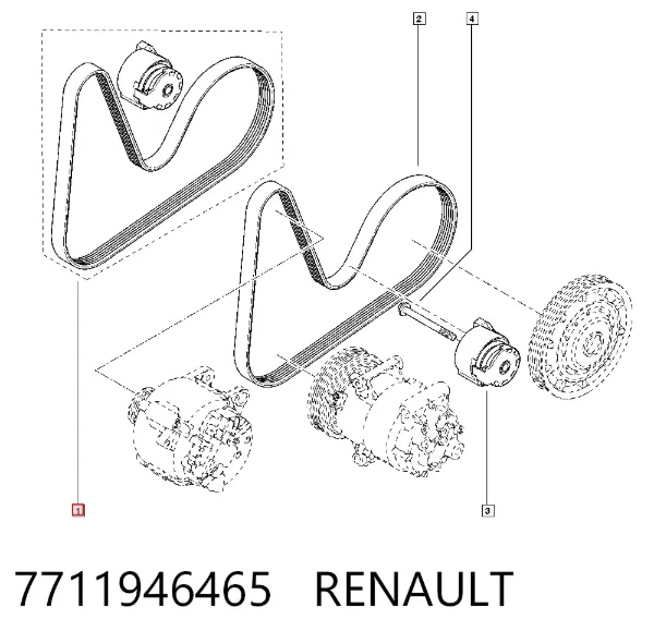 Correia dos conjuntos de transmissão, kit 7711946465 Renault (RVI)