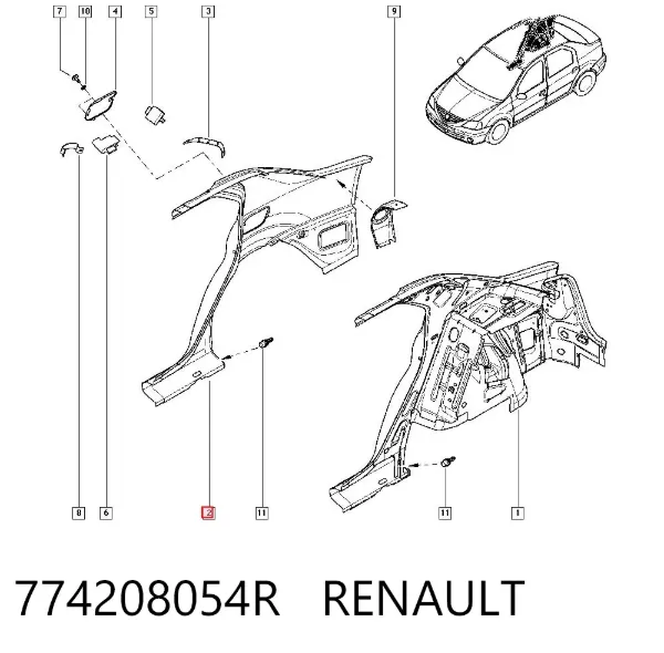 Pára-lama traseiro direito 774208054R Renault (RVI)
