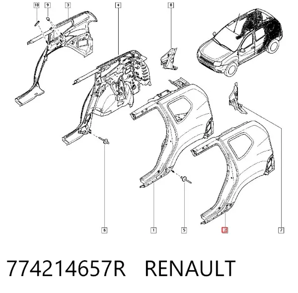 Pára-lama traseiro esquerdo 774214657R Renault (RVI)