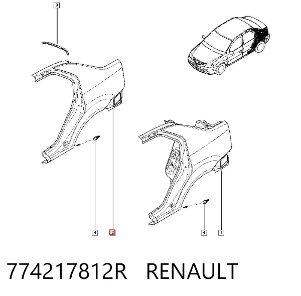 Pára-lama traseiro esquerdo 774217812R Renault (RVI)