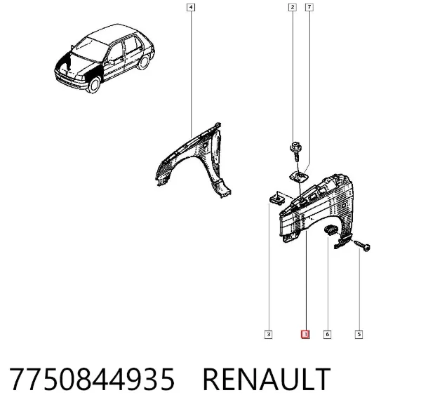 Pára-lama dianteiro esquerdo 7750844935 Renault (RVI)