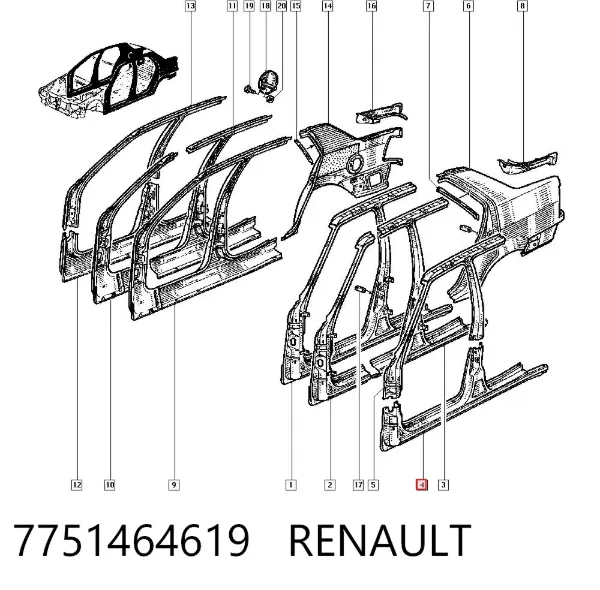 Acesso externo esquerdo 7751464619 Renault (RVI)