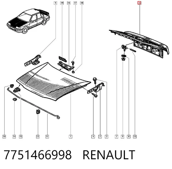 Tampa de porta-malas Renault 19 II