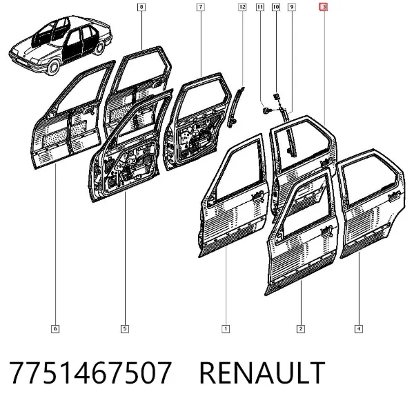 Porta traseira esquerda 7751467507 Renault (RVI)