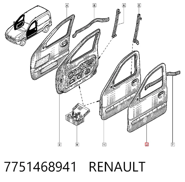 Porta dianteira esquerda Renault Kangoo I