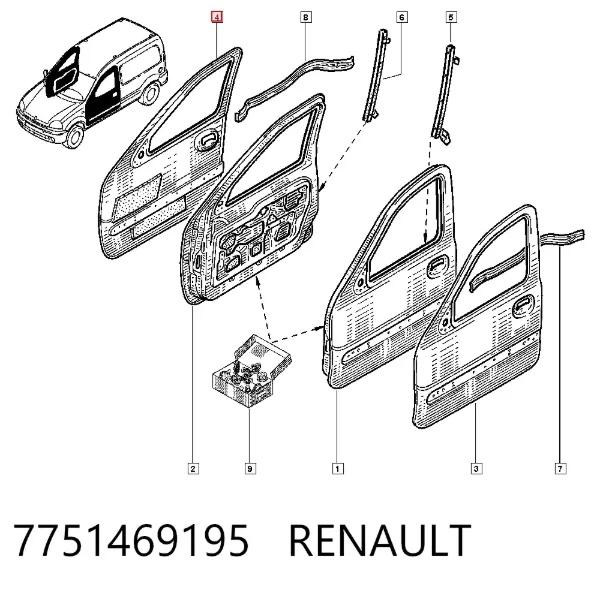 Porta dianteira direita 7751469195 Renault (RVI)