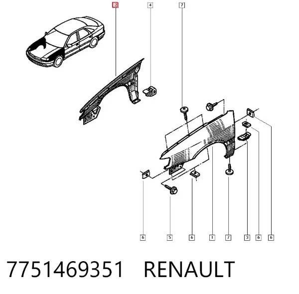 Pára-lama dianteiro direito 7751469351 Renault (RVI)