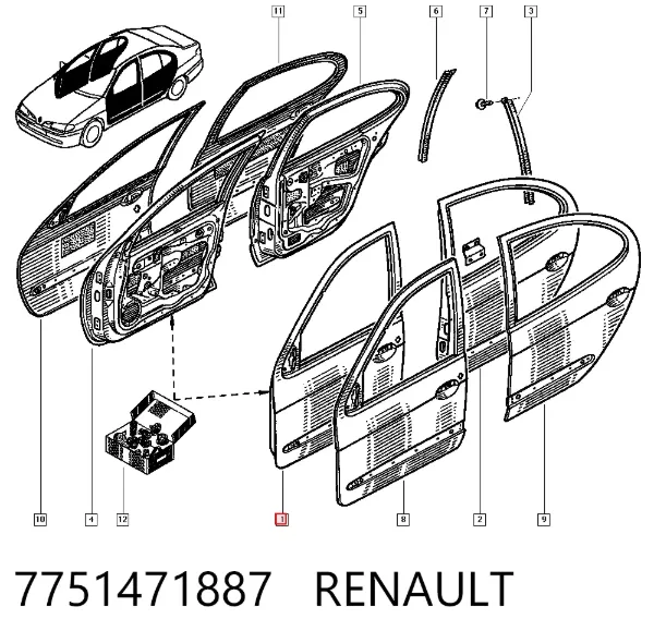Porta dianteira esquerda Renault Megane I