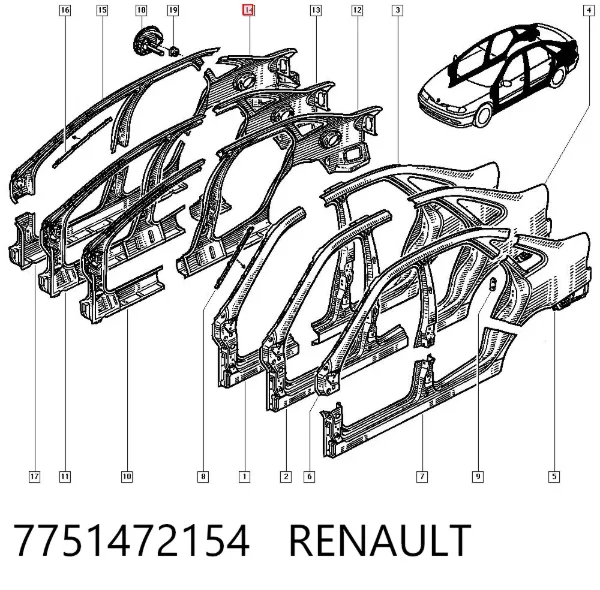 Pára-lama traseiro direito 7751472154 Renault (RVI)