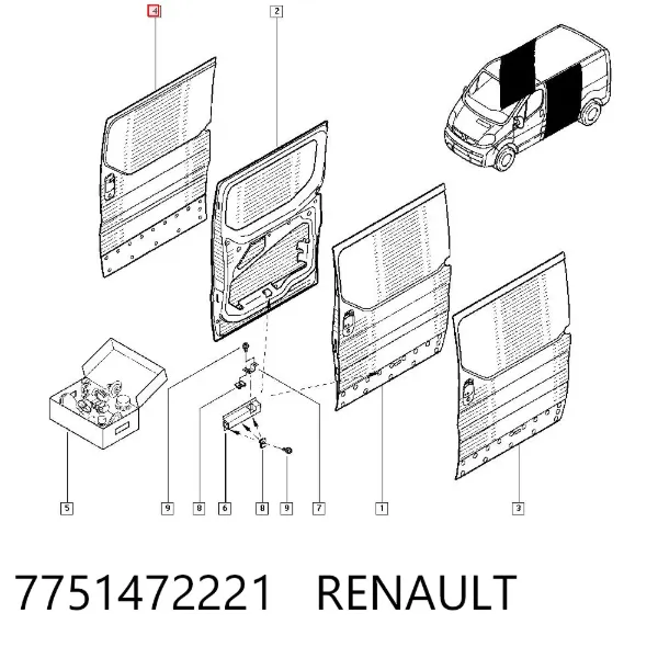 Porta lateral (deslizante) direita 7751472221 Renault (RVI)