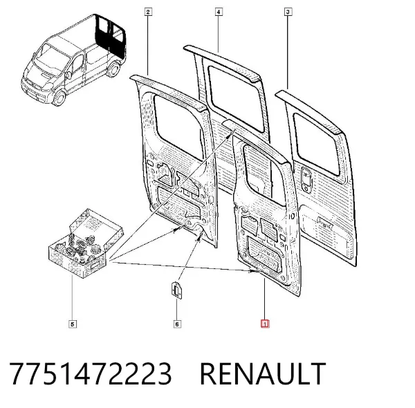 Porta batente traseira esquerda de furgão 7751472223 Renault (RVI)
