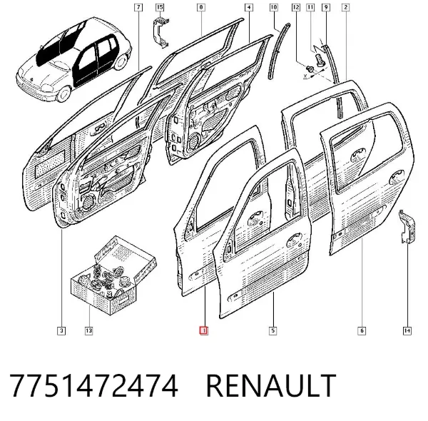 Porta dianteira esquerda 7751472474 Renault (RVI)