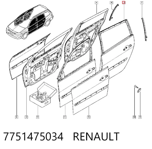 Porta traseira esquerda 7751475034 Renault (RVI)