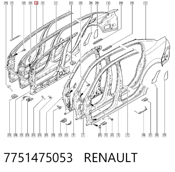 Acesso externo direito Renault Megane II