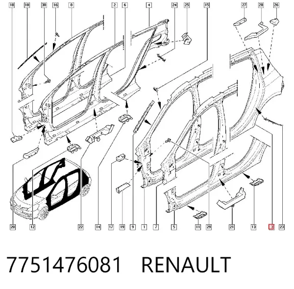 Pára-lama traseiro esquerdo 7751476081 Renault (RVI)