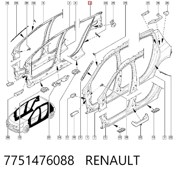Pára-lama traseiro direito 7751476088 Renault (RVI)