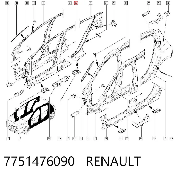 Acesso externo direito Renault Clio III