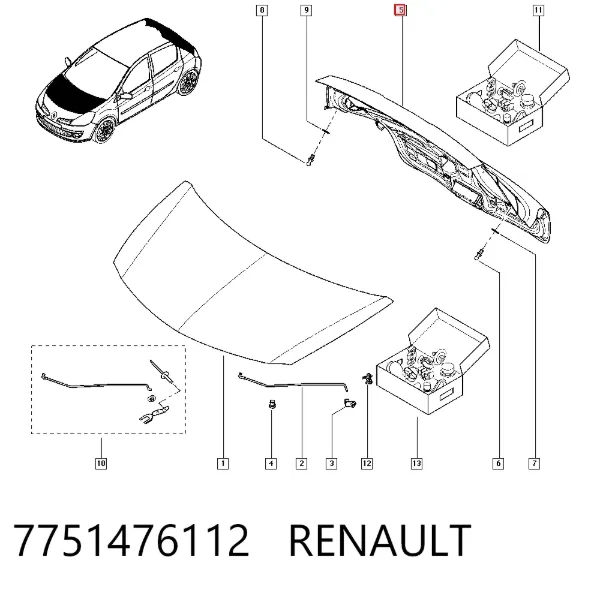 Porta traseira (3ª/5ª porta-malas (tampa de alcapão) Renault Clio III
