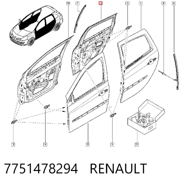 Porta traseira direita 7751478294 Renault (RVI)