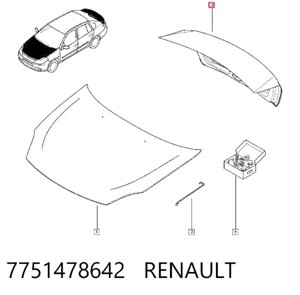 Tampa de porta-malas 7751478642 Renault (RVI)