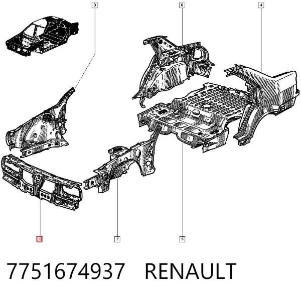 Suporte do radiador montado (painel de montagem de fixação das luzes) 7751674937 Renault (RVI)