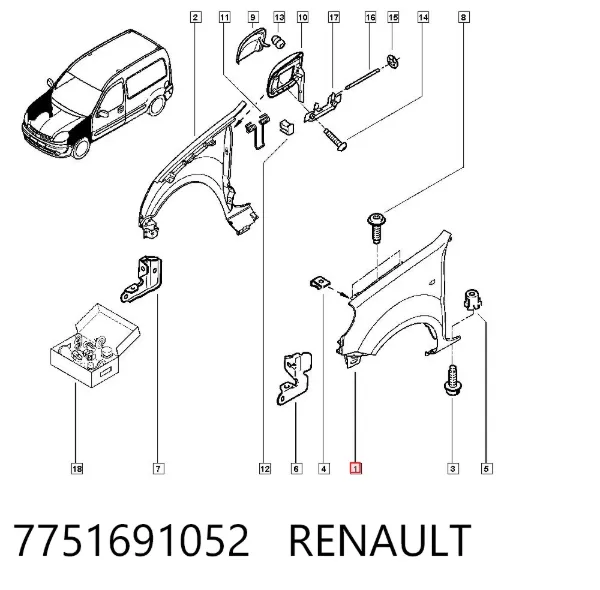 Pára-lama dianteiro esquerdo 7751691052 Renault (RVI)