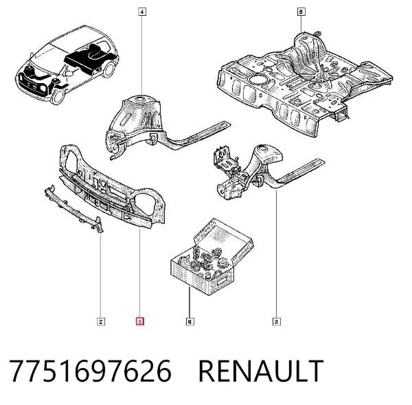 Suporte do radiador montado (painel de montagem de fixação das luzes) 7751697626 Renault (RVI)