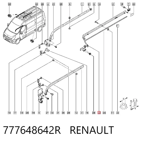 Rolo direito central da porta lateral (deslizante) 777648642R Renault (RVI)