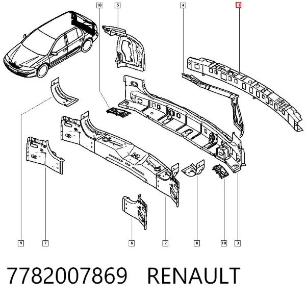 Reforçador do pára-choque traseiro Renault Laguna II