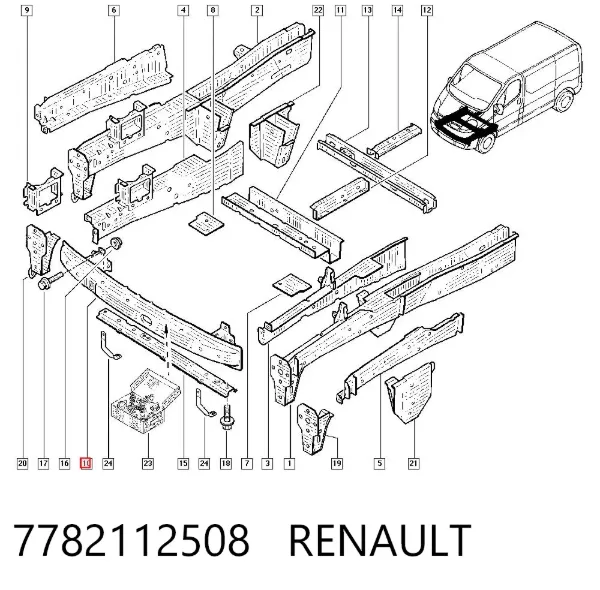 Reforçador do pára-choque dianteiro 7782112508 Renault (RVI)