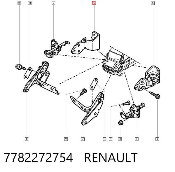 Gozno da porta dianteira 7782272754 Renault (RVI)