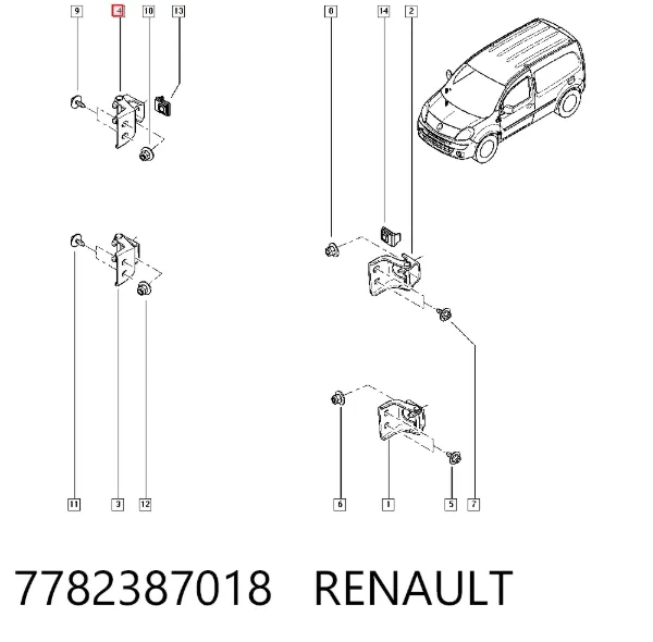 Gozno da porta dianteira 7782387018 Renault (RVI)