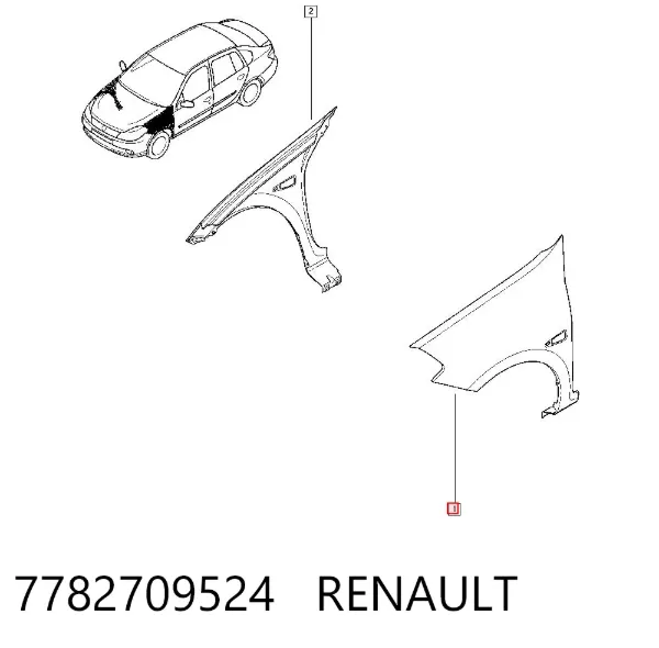 Pára-lama dianteiro esquerdo 7782709524 Renault (RVI)