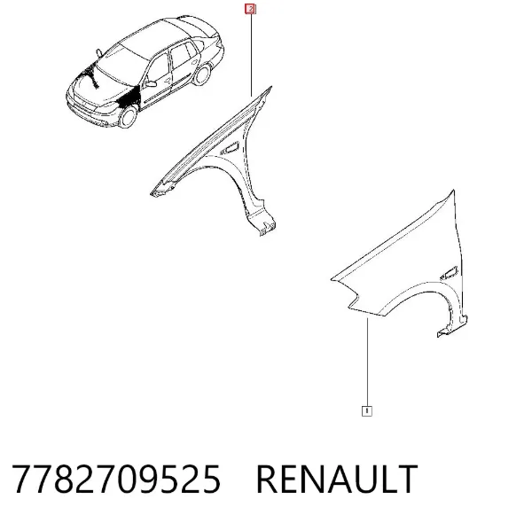 Pára-lama dianteiro direito 7782709525 Renault (RVI)