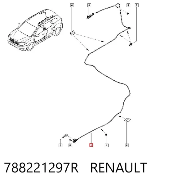 Cabo de abertura do alcapão do tanque de combustível 788221297R Renault (RVI)