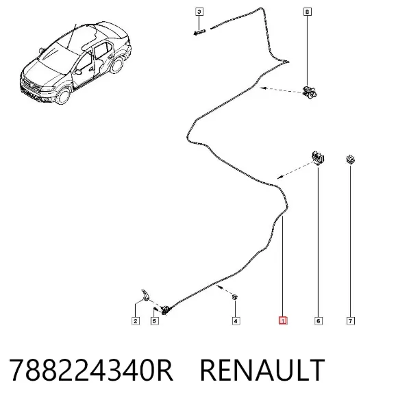 Cabo de abertura do alcapão do tanque de combustível 788224340R Renault (RVI)