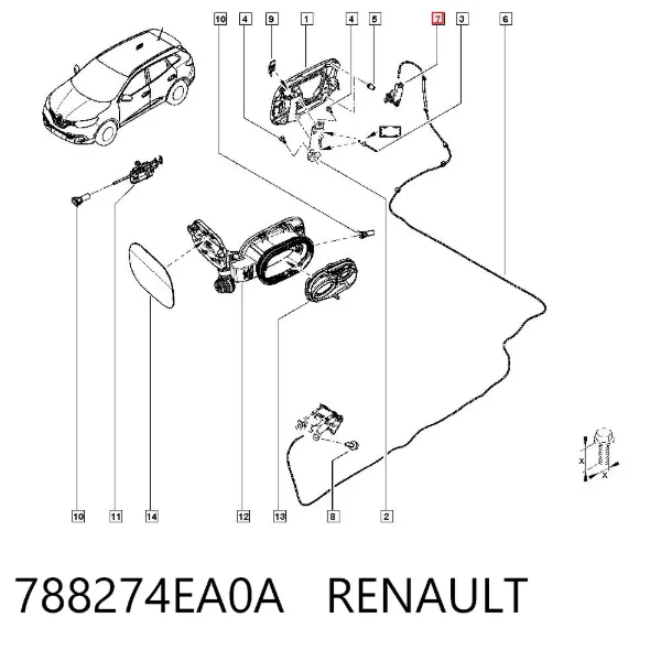 Fecho de abertura do alcapão do tanque de combustível 788274EA0A Renault (RVI)
