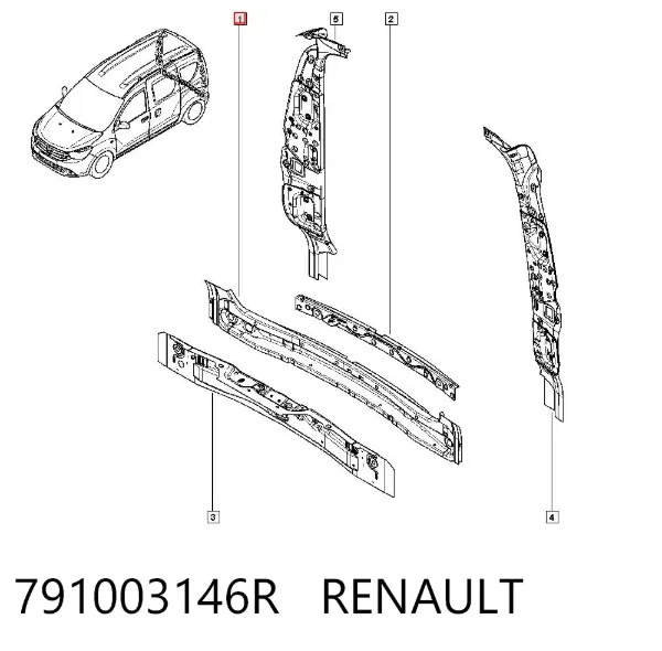 Painel traseiro da seção de bagagem 791003146R Renault (RVI)
