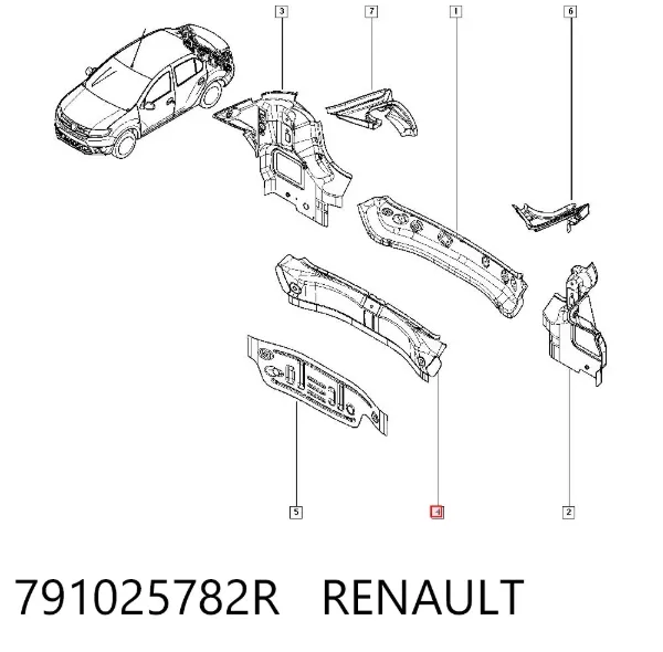 Painel traseiro da seção de bagagem 791025782R Renault (RVI)