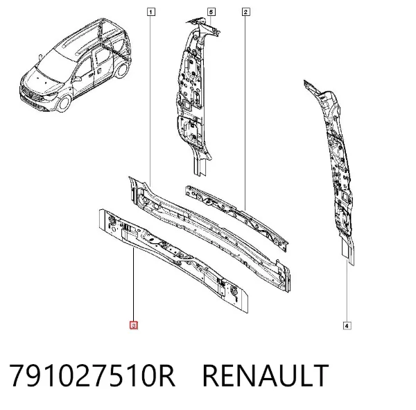 Painel traseiro da seção de bagagem 791027510R Renault (RVI)