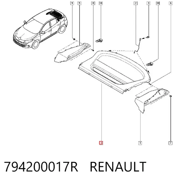 Prateleira de salão traseira 794200017R Renault (RVI)