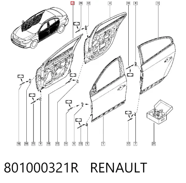 Porta dianteira direita 801000321R Renault (RVI)